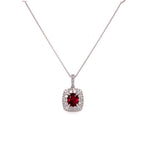 Ruby and Double Diamond Halo Necklace