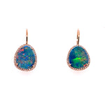 14K Rose Gold Opal and Diamond Earrings