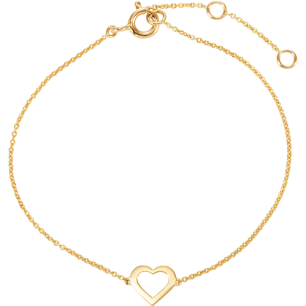 Yellow Gold Open Heart Bracelet
