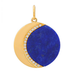 14K Yellow Gold and Diamond With Lapis Necklace Charm