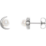 Pearl and Crescent Moon Earrings
