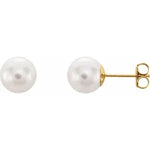 White Akoya Cultured Pearl Stud Earrings