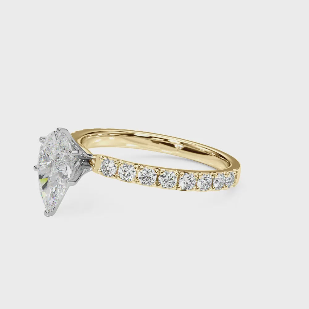 Jamie: Pear Cut Diamond Engagement Ring with Side Stones – Johnsen Diamond