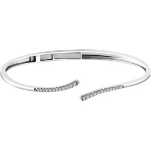 White Gold Curved Diamond Hinged Cuff