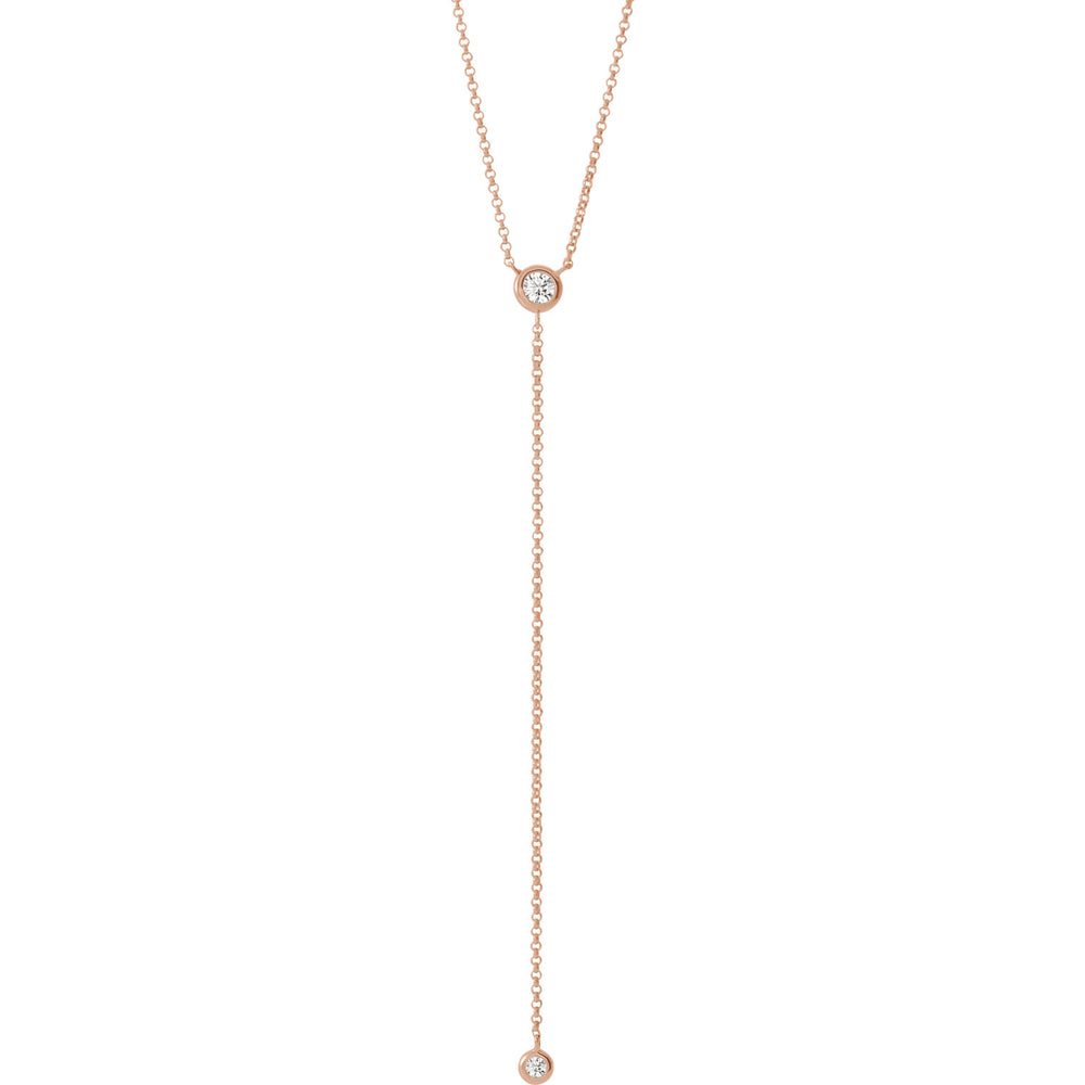 14K Gold Diamond Bezel "Y" Necklace