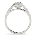 Brook: Round Brilliant Cut Diamond Halo Ring-14k White Gold with 1.01 Carat Cushion Diamond