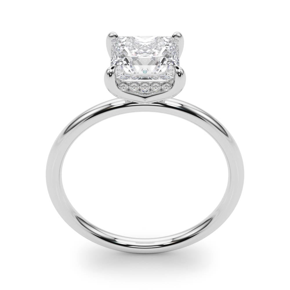 Lucy: Hidden Halo Princess Cut Diamond Engagement Ring-14k White Gold with 0.45 Carat Princess Diamond