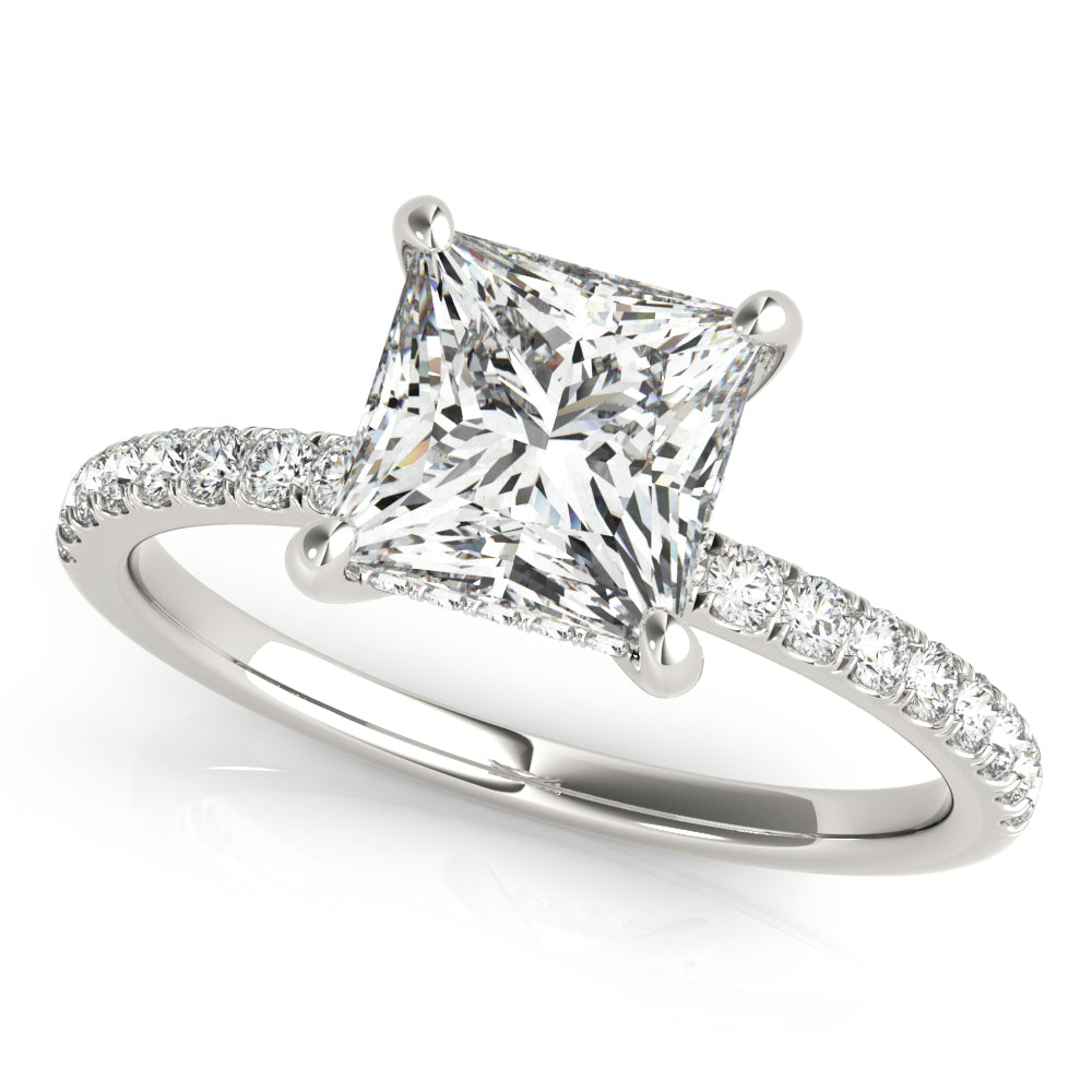 Princess-Cut Diamond Halo Engagement Ring Setting 0.5ct-1.5ct