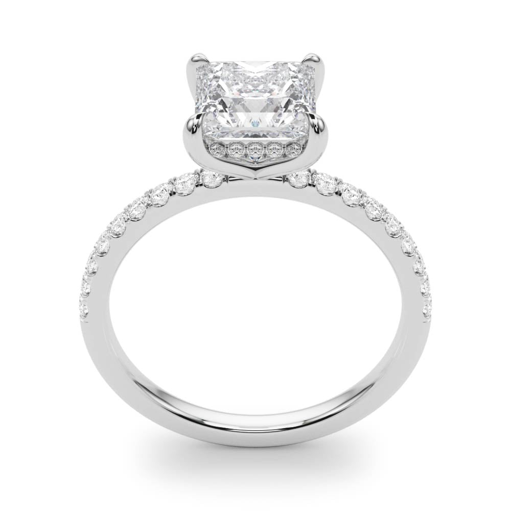 Lindsey: Hidden Halo Princess Cut Diamond Engagement Ring-14k White Gold with 1.57 Carat Pear Diamond