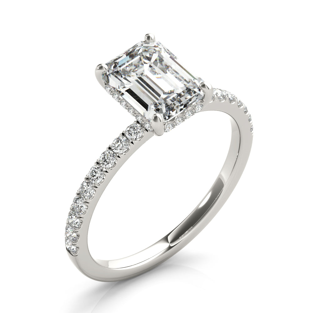 Lindsey: Hidden Halo Emerald Cut Diamond Engagement Ring