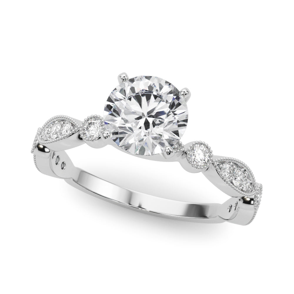 Julie: Round Brilliant Cut Vintage Diamond Engagement Ring with