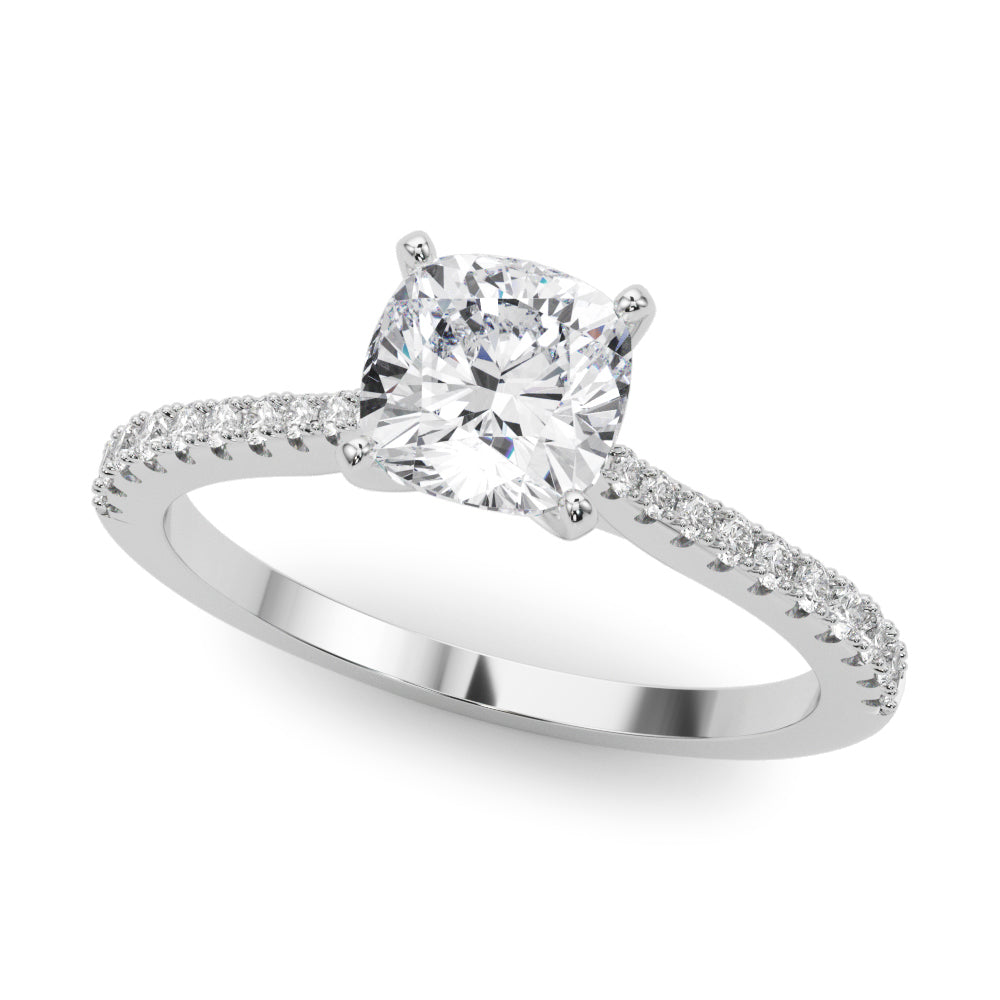 Marigold: Cushion Brilliant Cut Diamond Engagement Ring with Side Stones