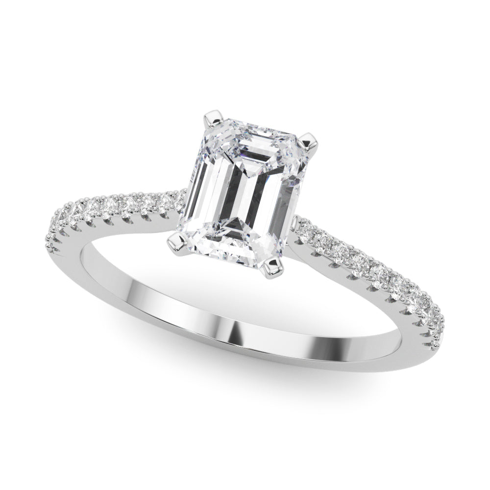 Marigold: Emerald Cut Diamond Engagement Ring with Side Stones