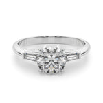 Bridget: Round Brilliant Cut Three Stone Diamond Engagement Ring with Tapered Baguettes