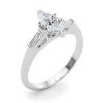 Bridget: Marquise Cut Three Stone Diamond Engagement Ring with Tapered Baguettes
