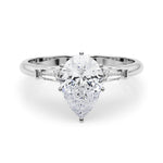Bridget: Pear Cut Three Stone Diamond Engagement Ring with Tapered Baguettes