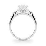 Bridget: Pear Cut Three Stone Diamond Engagement Ring with Tapered Baguettes-14k White Gold with 0.50 Carat Heart Diamond