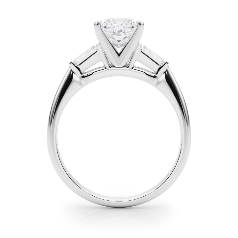 Bridget: Princess Cut Three Stone Diamond Engagement Ring with Tapered Baguettes