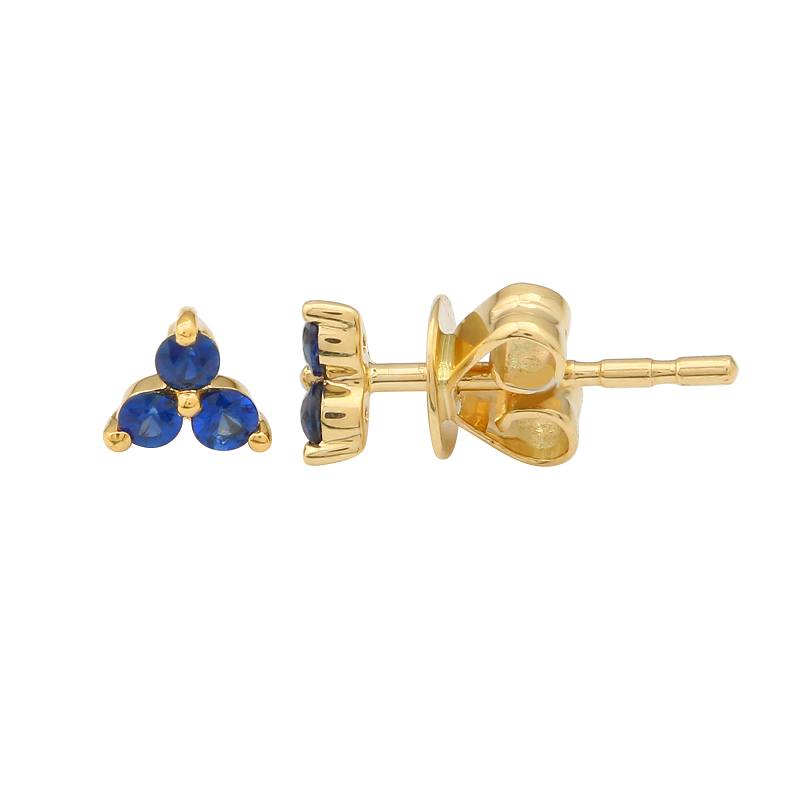14K Yellow Gold Trio Sapphire Stud Earrings