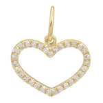 14K Yellow Gold Open Heart Diamond Charm