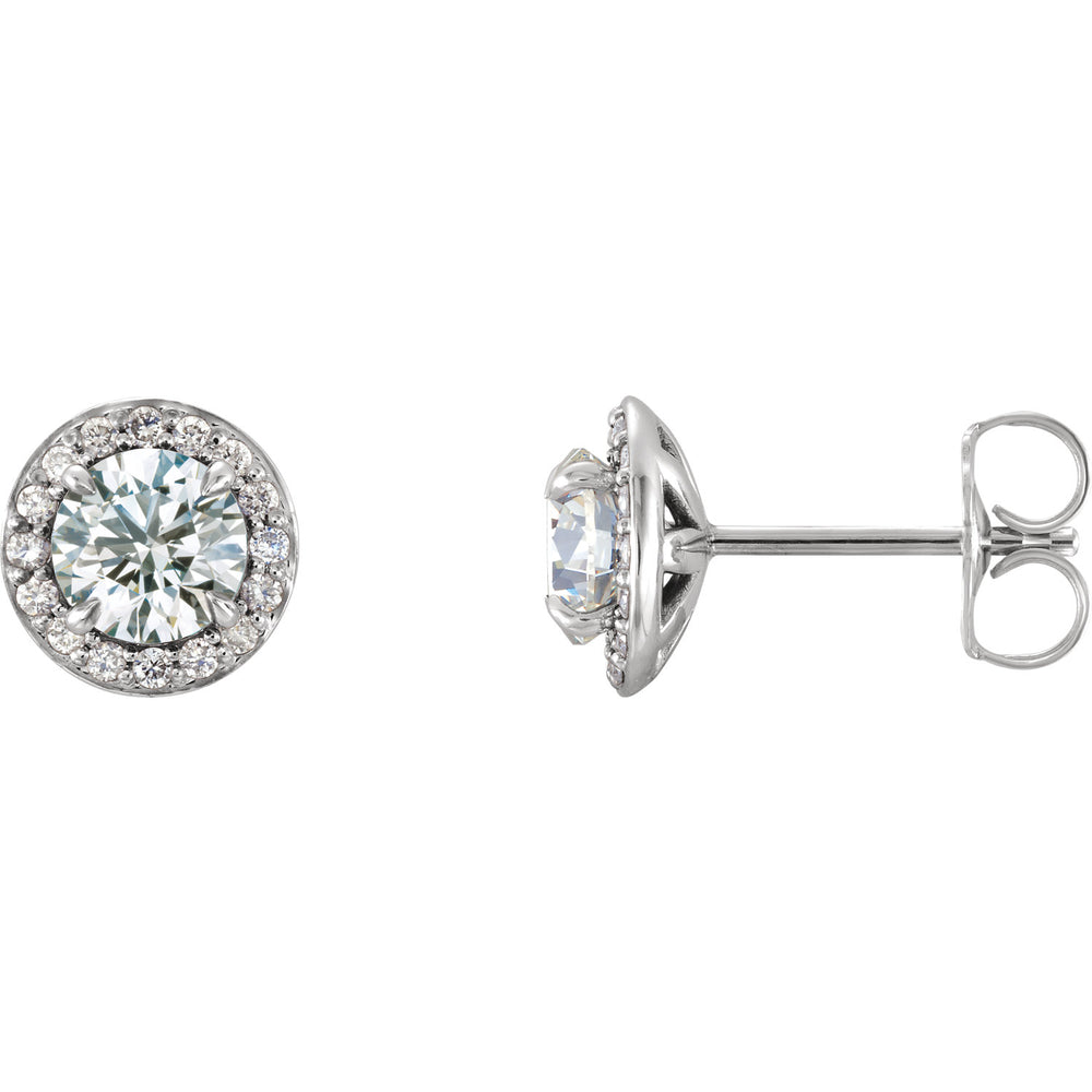 White Sapphire and Diamond Halo Earrings