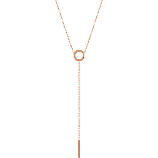 14K Gold Circle and Bar "Y" Necklace