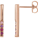 14K Gold Pink Ombre Bar Earrings