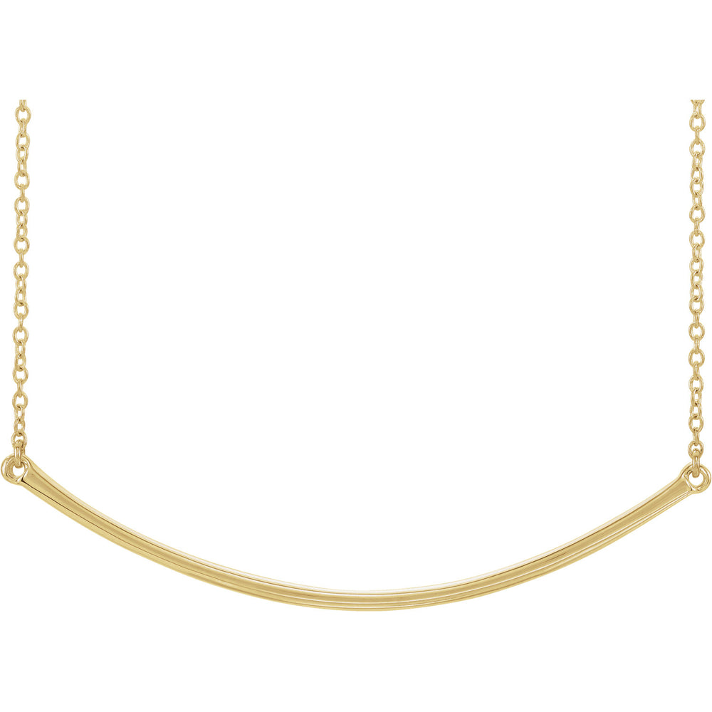 14K Gold Curved Bar Necklace