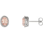Oval Morganite and Diamond Earrings