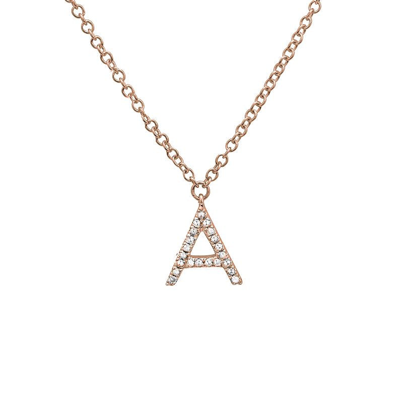 14K Gold Diamond Initial Necklace