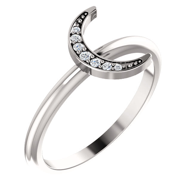 Diamond Stackable Crescent Moon Ring