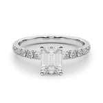 Jamie: Emerald Cut Diamond Engagement Ring with Side Stones
