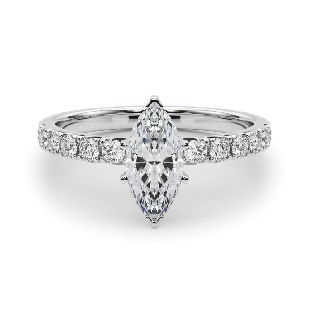 Jamie: Marquise Cut Diamond Engagement Ring with Side Stones