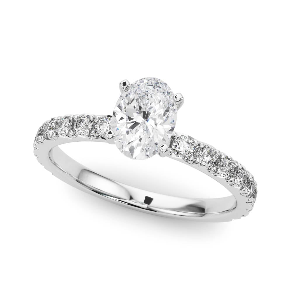 Jamie: Oval Cut Diamond Engagement Ring with Side Stones