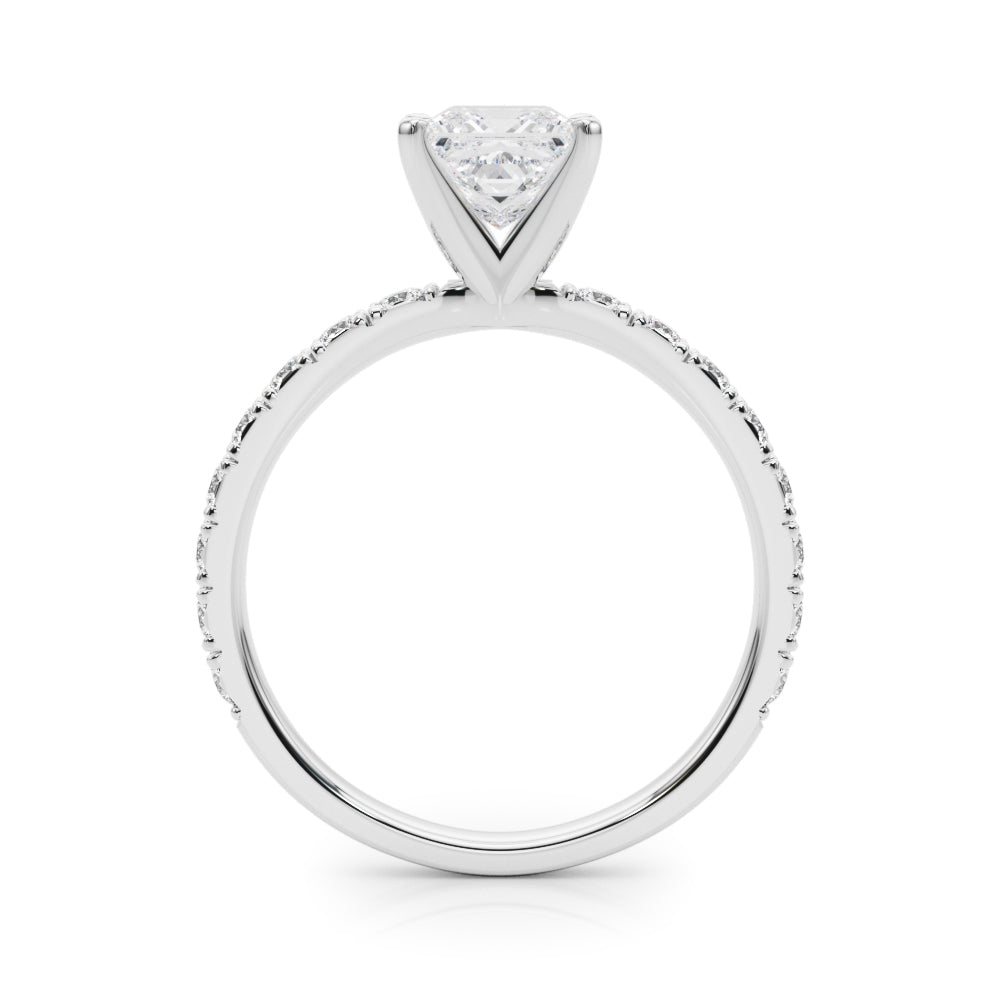 Jamie: Princess Cut Diamond Engagement Ring with Side Stones