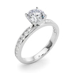 Jess: Round Brilliant Cut Diamond Engagement Ring with Channel Set Side Stones