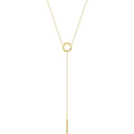 14K Gold Circle and Bar "Y" Necklace