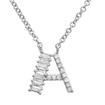 14K Gold Diamond Baguette & Pavé Initial Necklace