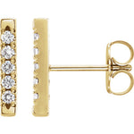 14K Gold Small Diamond Bar Earrings