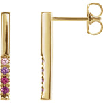 14K Gold Pink Ombre Bar Earrings