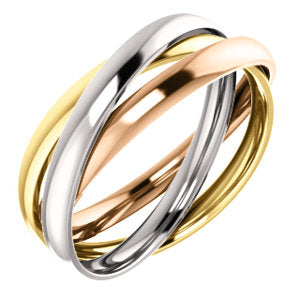 14K Tri-Color Three Band Rolling Ring