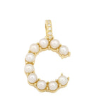 14K Yellow Gold Pearl and Diamond Initial Necklace