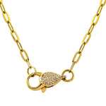 14K Gold Diamond Lobster Clasp Link Chain Necklace