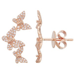 14K Gold Butterfly Diamond Stud Earrings
