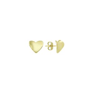 14K Yellow Gold Concaved Heart Stud Earrings