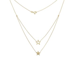 14K Yellow Gold Double Star Necklace