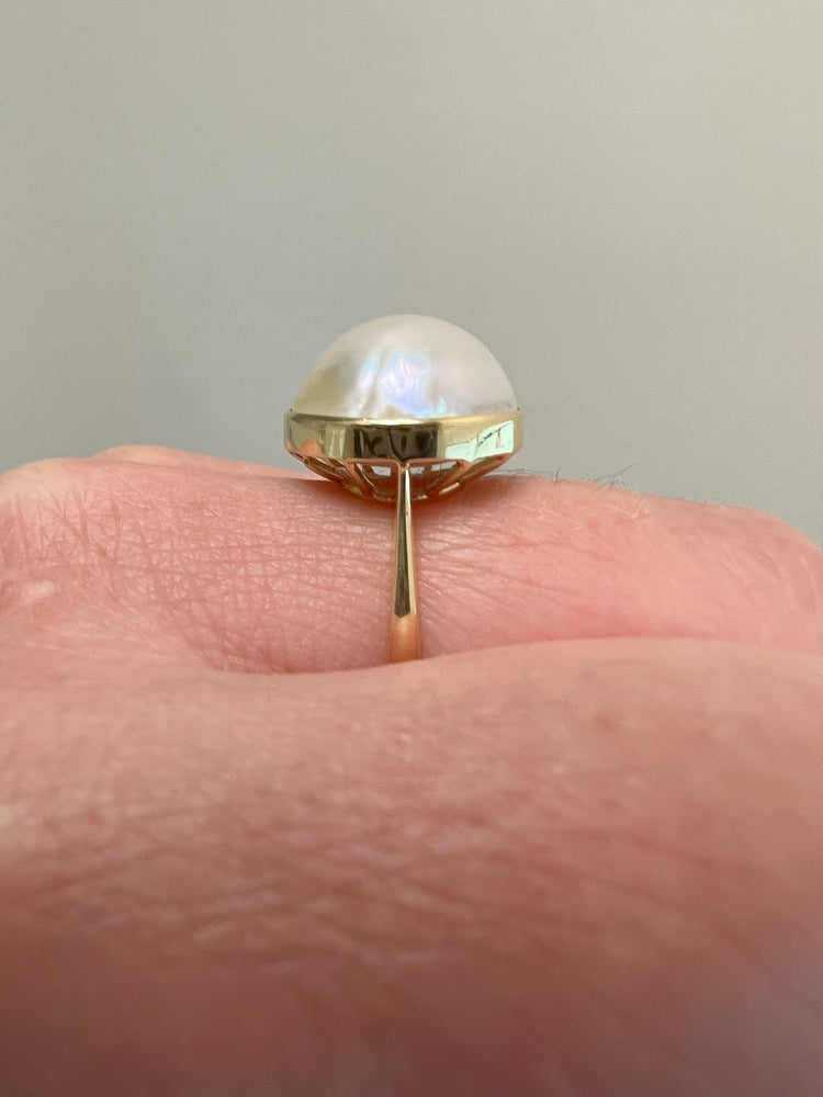 14K Yellow Gold Mabe Pearl Cocktail Ring