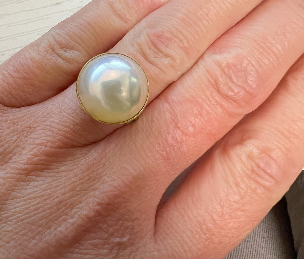 14K Yellow Gold Mabe Pearl Cocktail Ring