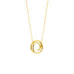 14K Yellow Gold and Diamond Swirl Necklace