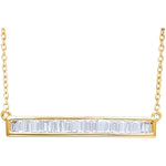 14K Gold Diamond Baguette Bar Necklace
